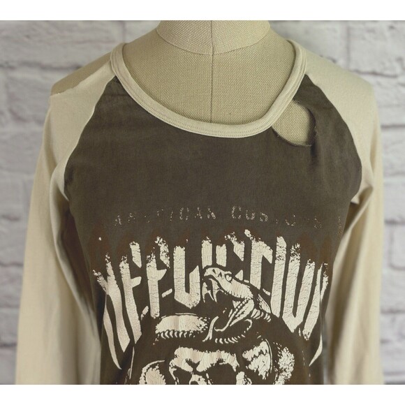 AFFLICTION Womens Shirt SMALL American Custom Bushmaster Long Sleeve Logo Raglan - Picture 8 of 14